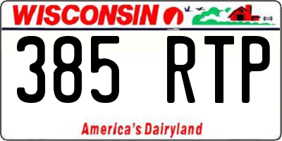 WI license plate 385RTP