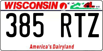 WI license plate 385RTZ