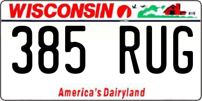 WI license plate 385RUG