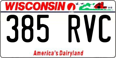 WI license plate 385RVC