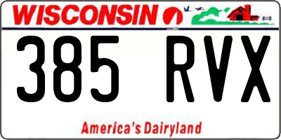 WI license plate 385RVX