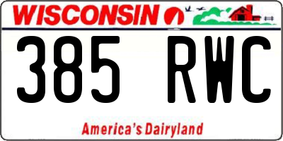 WI license plate 385RWC