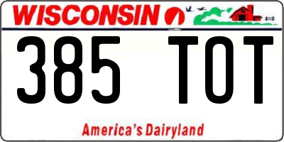 WI license plate 385TOT