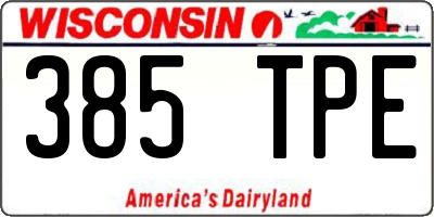 WI license plate 385TPE