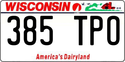 WI license plate 385TPO
