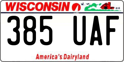 WI license plate 385UAF