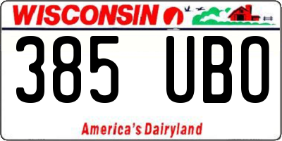 WI license plate 385UBO