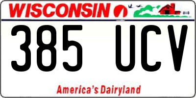 WI license plate 385UCV