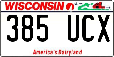 WI license plate 385UCX