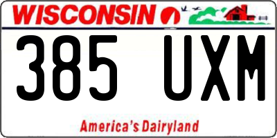WI license plate 385UXM