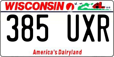 WI license plate 385UXR
