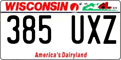 WI license plate 385UXZ