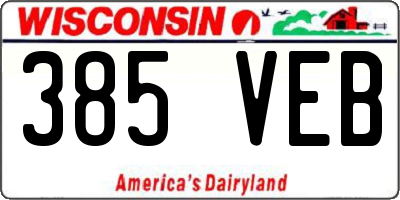WI license plate 385VEB