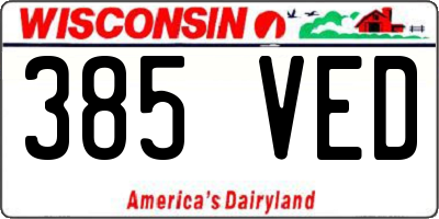 WI license plate 385VED