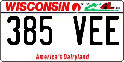 WI license plate 385VEE