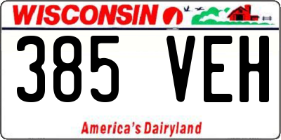 WI license plate 385VEH