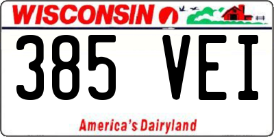 WI license plate 385VEI