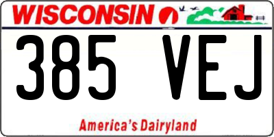 WI license plate 385VEJ