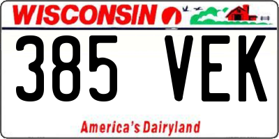 WI license plate 385VEK