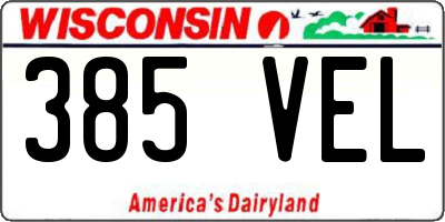 WI license plate 385VEL