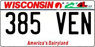 WI license plate 385VEN