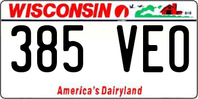 WI license plate 385VEO
