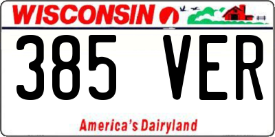 WI license plate 385VER