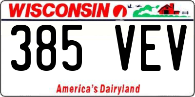 WI license plate 385VEV