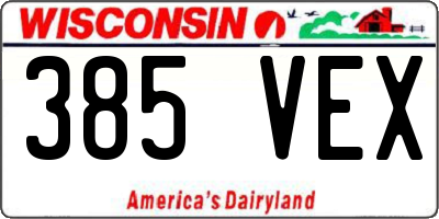WI license plate 385VEX