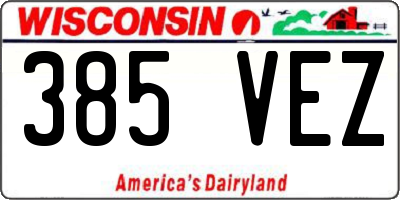 WI license plate 385VEZ
