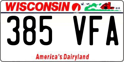 WI license plate 385VFA