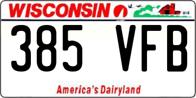 WI license plate 385VFB