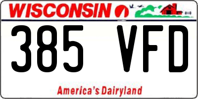 WI license plate 385VFD