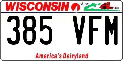 WI license plate 385VFM