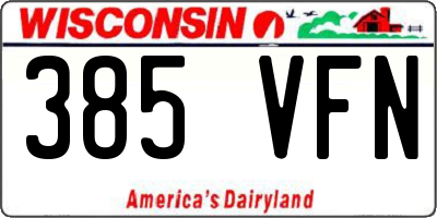 WI license plate 385VFN