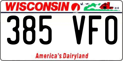 WI license plate 385VFO