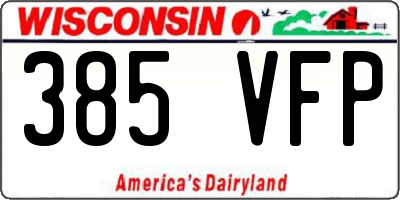 WI license plate 385VFP