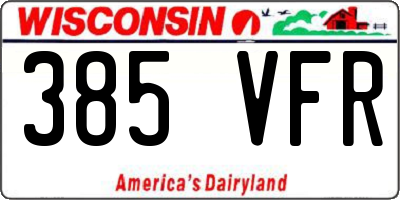WI license plate 385VFR