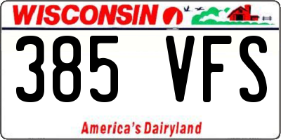 WI license plate 385VFS