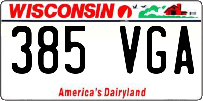 WI license plate 385VGA