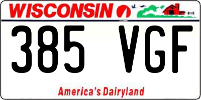 WI license plate 385VGF