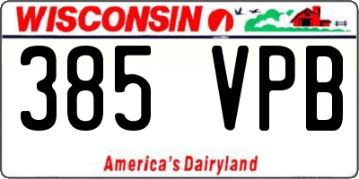 WI license plate 385VPB