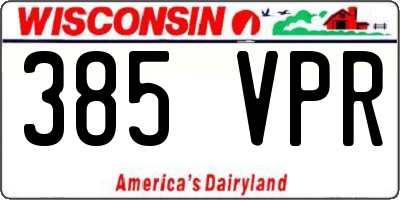 WI license plate 385VPR