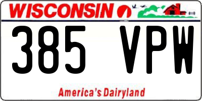 WI license plate 385VPW