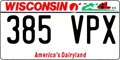 WI license plate 385VPX