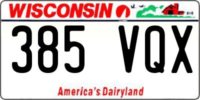 WI license plate 385VQX