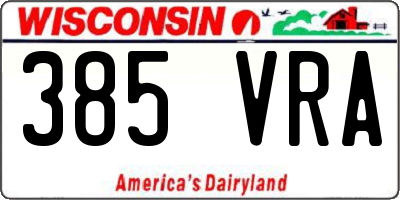 WI license plate 385VRA