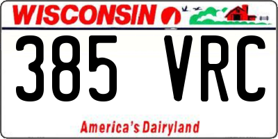 WI license plate 385VRC
