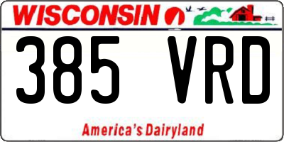 WI license plate 385VRD