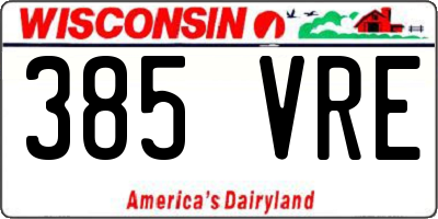 WI license plate 385VRE
